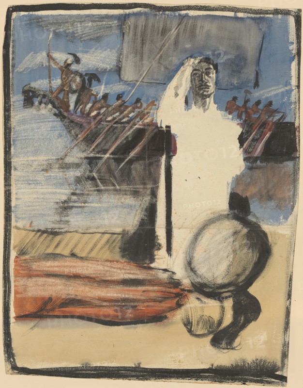 Lying in the grass, ink and pen, verso: watercolor, leaf: 40.8 x 32.4 cm, not marked, Carl Burckhardt, (zugeschrieben / attributed to), Lindau/Zürich 1878–1923 Ligornetto/Tessin
