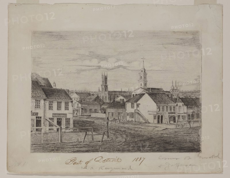 William Asa Raymond, American, 1819 - 1854, Port of Detroit 1837, ca. 1837, graphite pencil on white wove paper, Sheet: 7 1/2 × 9 1/2 inches (19.1 × 24.1 cm)