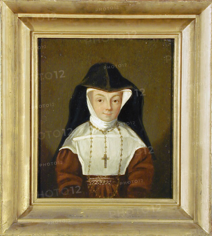 William Heatley Wilder, American, 1813-1898, Marie France Vindevogel, First Abbess of the St. Clair Sisters, after 1833, oil on academy board, Unframed: 11 3/4 × 10 inches (29.8 × 25.4 cm)