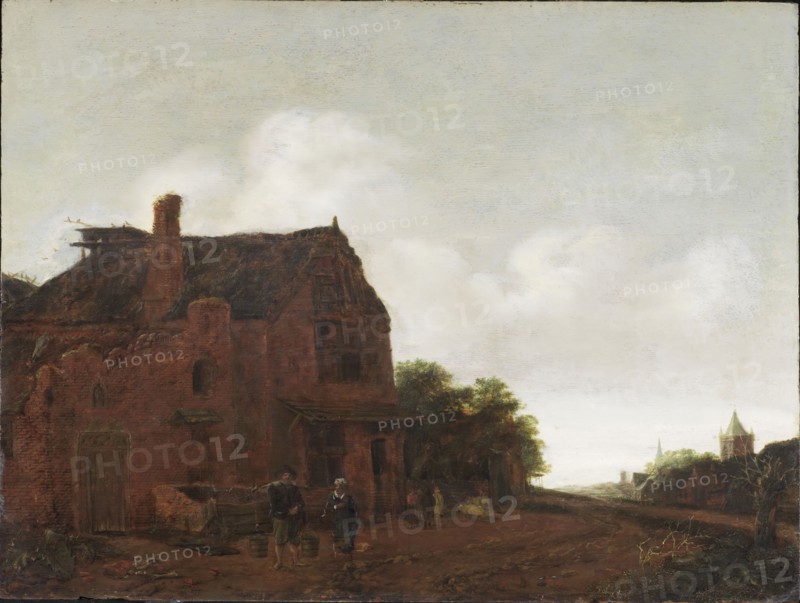 Emanuel Murant, Dutch, 1622-1700, The Farm Well, 1670's, Oil on oak panel, Unframed: 18 1/4 × 21 7/8 inches (46.4 × 55.6 cm)