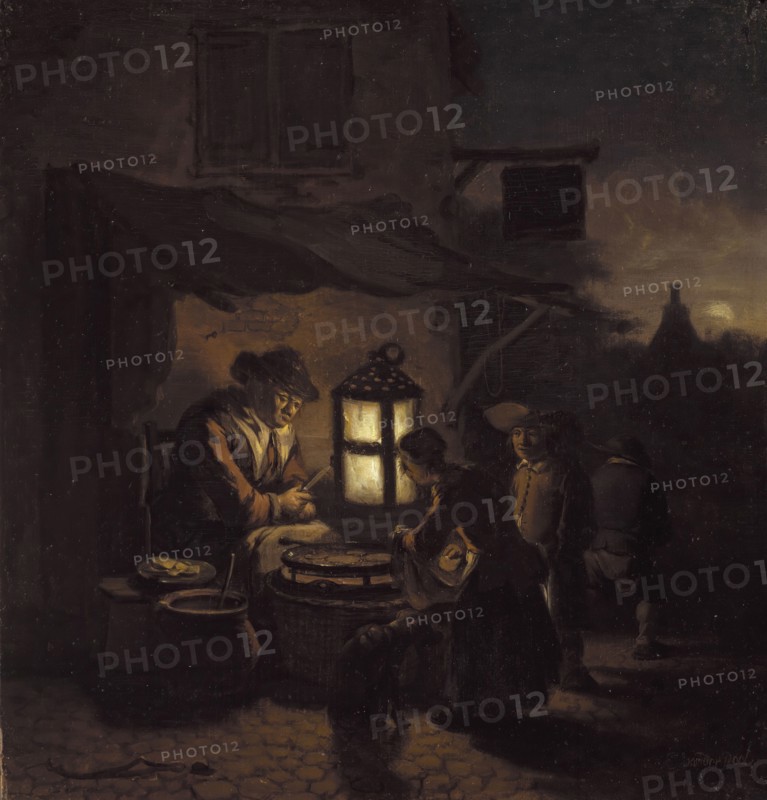 Egbert Lievensz van der Poel, Dutch, 1621-1664, The Pancake Maker, c. 1654/1664, Oil on oak panel, Unframed: 10 3/4 × 10 3/8 inches (27.3 × 26.4 cm)