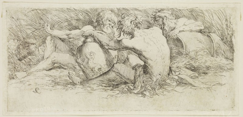 Salvator Rosa, Italian, 1615-1673, River Gods, 17th century, etching printed in black ink on laid paper, Plate: 3 3/4 × 8 3/8 inches (9.5 × 21.3 cm)