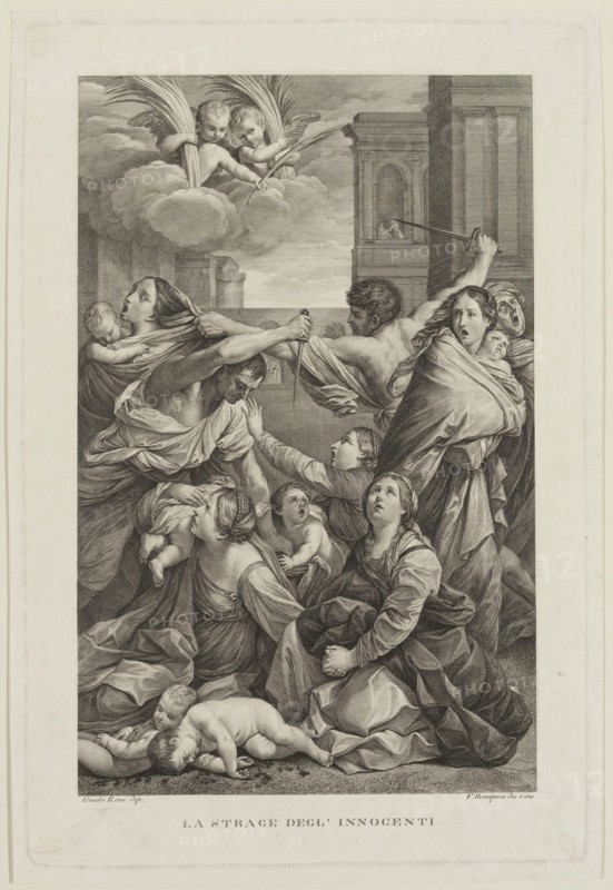 Francesco Rosaspina, Italian, 1760-1841, after Guido Reni, Italian, 1575-1642, Murder of the Innocents, between 18th and 19th century, Engraving printed in black ink on wove paper, Plate: 12 1/2 × 8 1/4 inches (31.8 × 21 cm)
