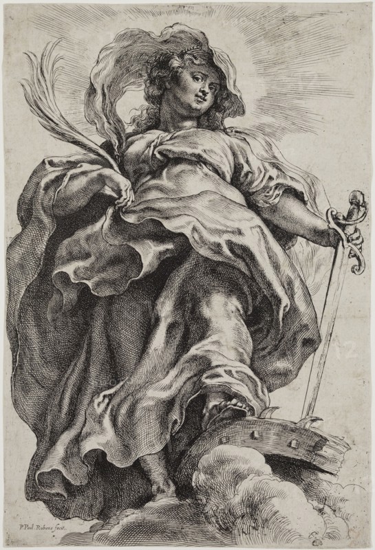 Peter Paul Rubens, Flemish, 1577-1640, Saint Catherine of Alexandria, ca. 1620, etching and engraving printed in black ink on laid paper, Plate: 11 5/8 × 7 7/8 inches (29.5 × 20 cm)