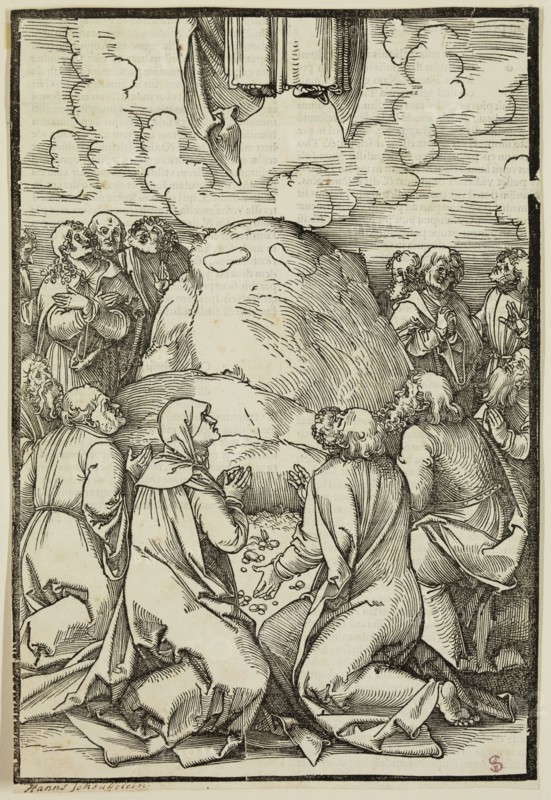Hans Leonard Schäufelein, German, 1480-1540, The Ascension, 16th century, woodcut printed on wove paper, Image: 9 1/4 × 6 1/4 inches (23.5 × 15.9 cm)