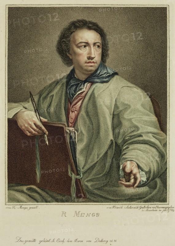 Heinrich Sintzenich, German, 1752-1812, after Anton Raphael Mengs, German, 1728-1779, Raphael Mengs, 1784, crayon manner engraving printed in color ink on wove paper, Plate: 8 1/2 × 6 3/4 inches (21.6 × 17.1 cm)