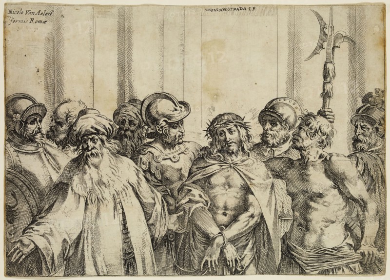 Vespasiano Strada, Italian, 1582-1622, Ecce Homo, between late16th and early 17th century, etching printed in black ink on laid paper, Sheet (trimmed within plate mark): 7 1/4 × 10 1/8 inches (18.4 × 25.7 cm)