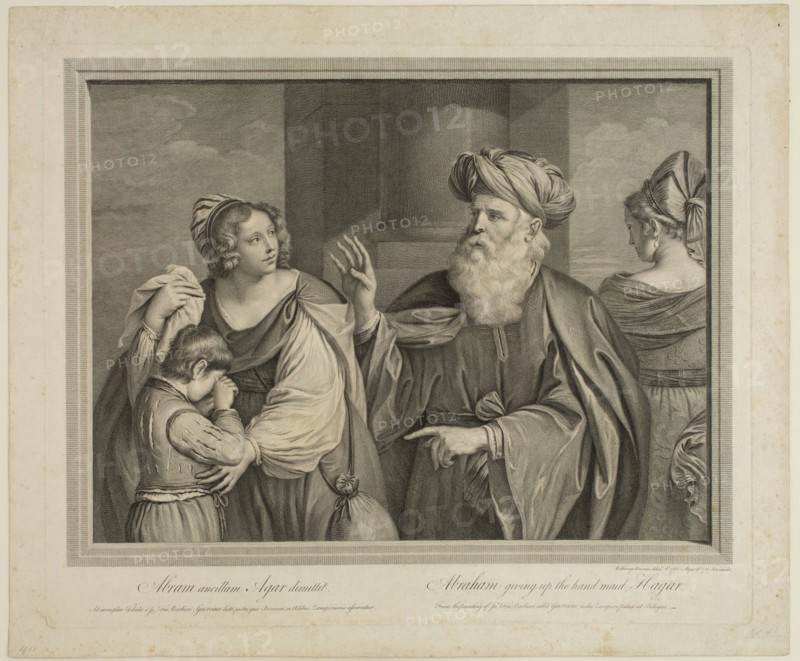 Robert Strange, English, 1721-1792, after Guercino (Giovanni Francesco Barbieri), Italian, 1591-1666, Abraham Dismissing Hagar, 1767, engraving printed in black ink on laid paper, Plate: 15 3/4 × 19 1/4 inches (40 × 48.9 cm)