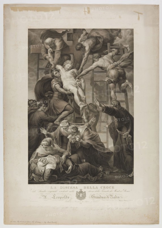Paolo Toschi, Italian, 1788-1854, after Daniele Ricciarelli, Italian, 1509-1566, Descent from the Cross, 1843, Engraving printed in black on wove paper, image: 28 x 19 1/8 in.