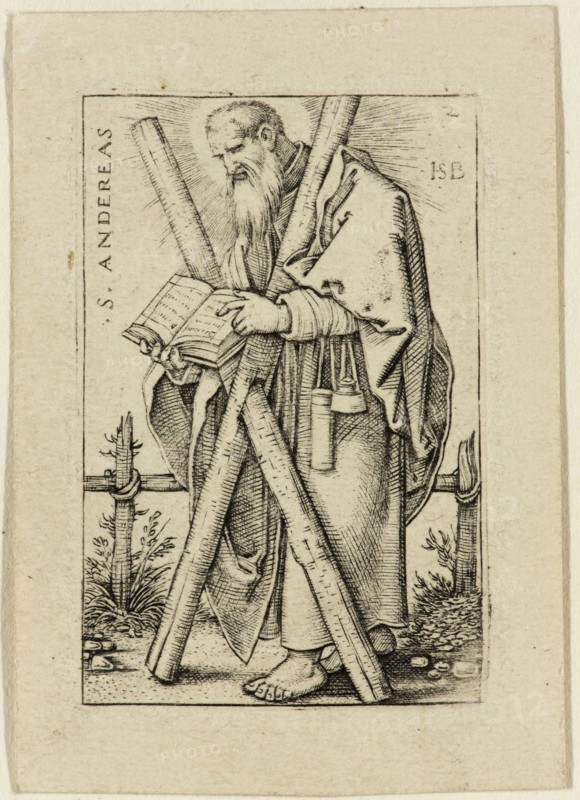 Hans Sebald Beham, German, 1500-1550, Andrew, ca. 1545, Engraving printed in black ink on wove paper, Plate: 1 3/4 × 1 1/8 inches (4.4 × 2.9 cm)