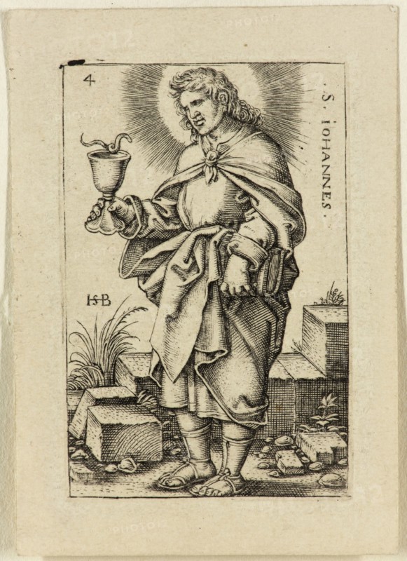 Hans Sebald Beham, German, 1500-1550, Saint John, ca. 1545, Engraving printed in black ink on wove paper, Plate: 1 3/4 × 1 1/8 inches (4.4 × 2.9 cm)