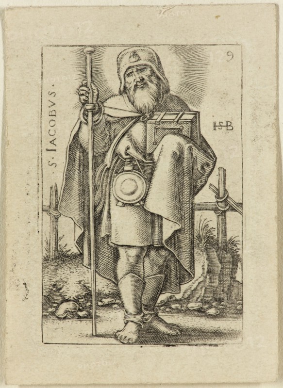 Hans Sebald Beham, German, 1500-1550, Saint James Major, ca. 1545, Engraving printed in black ink on wove paper, Plate: 1 3/4 × 1 1/8 inches (4.4 × 2.9 cm)