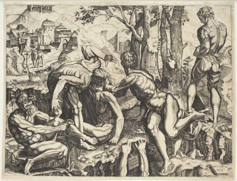 Unknown (Italian), after Agustino Veneziano, Italian, 1490-1536, Soldiers Bathing, 1624, Engraving printed in black on laid paper, plate: 12 7/8 x 17 1/8 in.