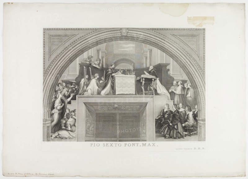 Raphael Morghen, Italian, 1758-1833, after Raphael, Italian, 1483-1520, after Stefano Tofanelli, Italian, 1752-1812, The Mass of Bolsena, 18th/19th Century, Engraving printed in black on wove paper, plate: 22 x 29 1/4 in.