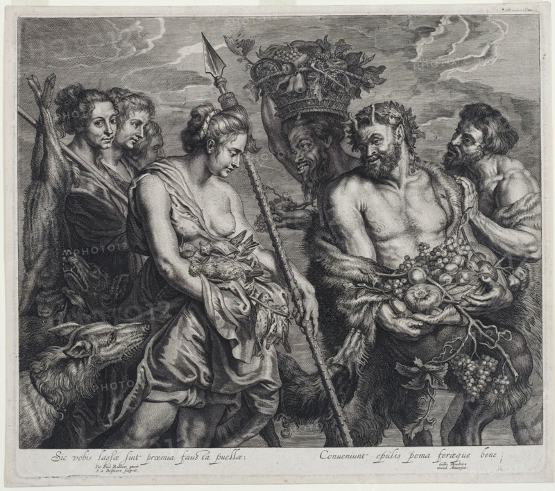 Schelte Adams Bolswert, Dutch, 1586-1659, after Peter Paul Rubens, Flemish, 1577-1640, Return of Diana from the Hunt, after 1633, engraving printed in black ink on laid paper, Plate: 12 1/4 × 14 1/8 inches (31.1 × 35.9 cm)
