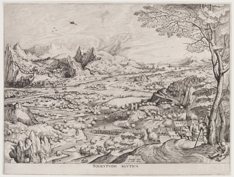 Jan Duetecum, Dutch, after Pieter Bruegel the Elder, Netherlandish, 1525-1569, Sollicitudo Rustica, between 1555 and 1558, etching printed in black ink on laid paper, Plate (and sheet): 12 7/8 × 16 7/8 inches (32.7 × 42.9 cm)