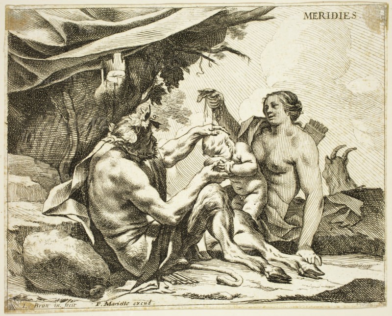 Charles Le Brun, French, 1619-1690, Meridies, between 1619 and 1690, etching printed in black ink on laid paper, Sheet (trimmed within plate mark): 7 1/2 × 9 3/8 inches (19.1 × 23.8 cm)