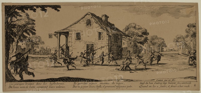 Unknown (French), after Jacques Callot, French, 1592-1635, La maraude, between late 18th and 19th century, etching printed in black ink on wove paper, Sheet (trimmed within plate mark): 3 3/8 × 7 1/2 inches (8.6 × 19.1 cm)
