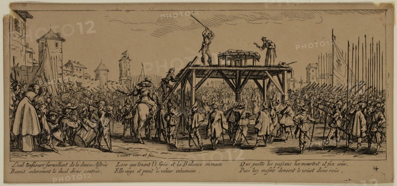 Unknown (French), after Jacques Callot, French, 1592-1635, La roue, between late 18th and 19th century, etching printed in black ink on wove paper, sheet trimmed within plate mark