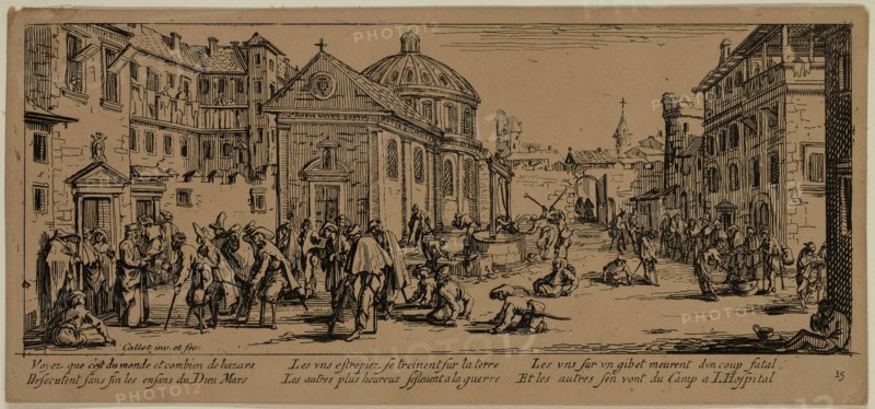 Unknown (French), after Jacques Callot, French, 1592-1635, L'hopital, between late 18th and 19th century, etching printed in black ink on wove paper, sheet trimmed within plate mark