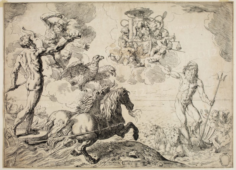 Simone Cantarini, Italian, 1612-1648, Le Quos Ego, between 1612 and 1648, etching printed in black ink on laid paper, Image: 12 1/4 × 17 inches (31.1 × 43.2 cm)