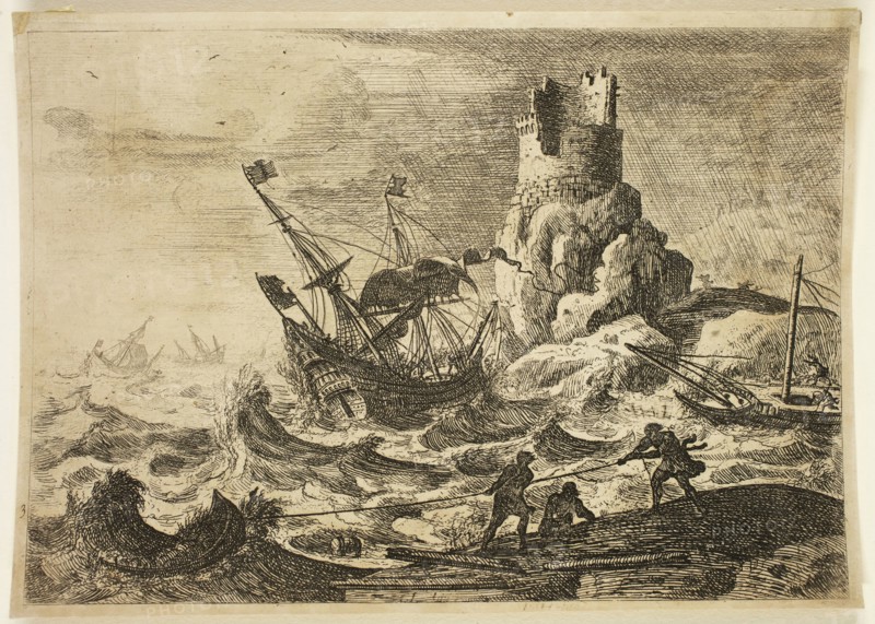 Claude Gellée, French, 1600-1682, The Wreck, between 1635 and 1636, etching ? printed in black ink on wove paper, Image: 4 7/8 × 7 inches (12.4 × 17.8 cm)
