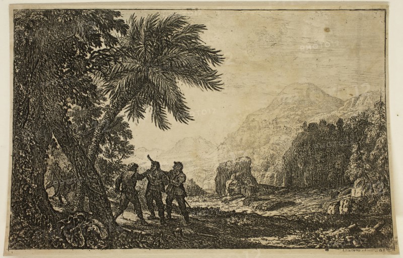 Claude Gellée, French, 1600-1682, The Highwaymen, 1633, etching printed in black ink on laid paper, Image: 4 7/8 × 7 5/8 inches (12.4 × 19.4 cm)