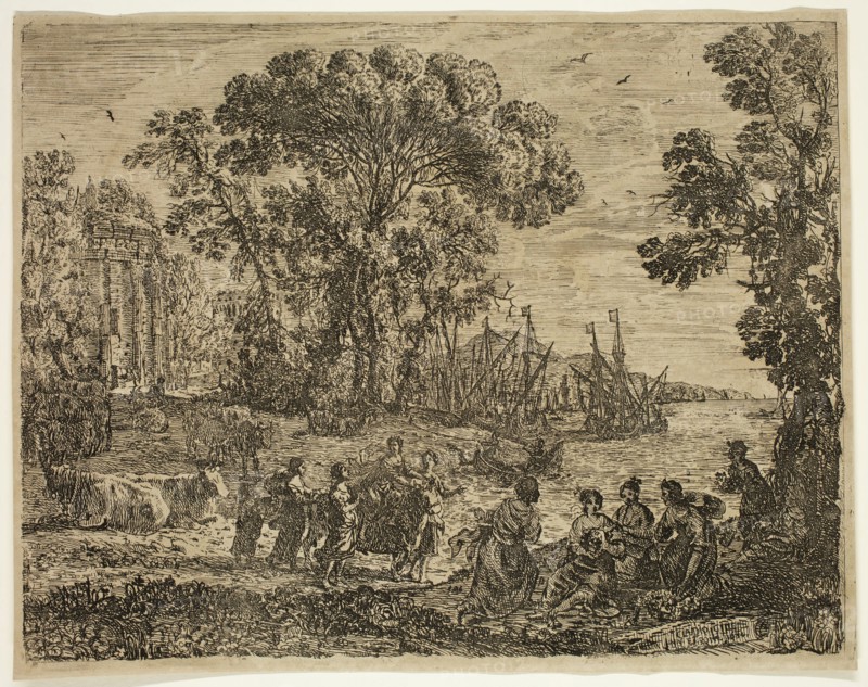 Claude Gellée, French, 1600-1682, The Rape of Europa, 1634, etching printed in black ink on laid paper, Image: 7 5/8 × 10 inches (19.4 × 25.4 cm)