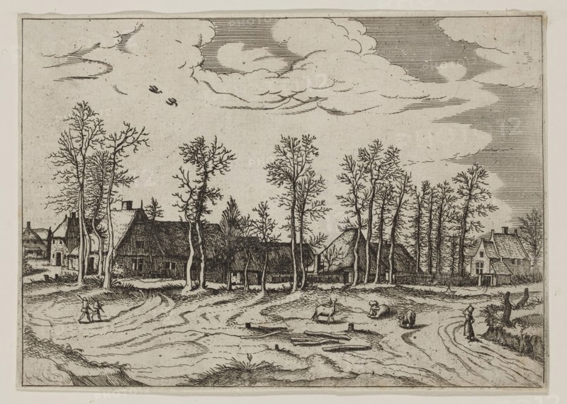 Jan Duetecum, Dutch, Landscape No. 2, ca. 1559, etching and engraving printed in black ink on laid paper, Sheet (trimmed within plate mark): 5 5/8 × 8 inches (14.3 × 20.3 cm)