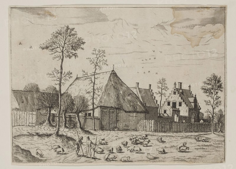 Jan Duetecum, Dutch, Landscape No. 9, ca. 1559, etching and engraving printed in black ink on laid paper, Sheet: 5 3/4 × 7 7/8 inches (14.6 × 20 cm)