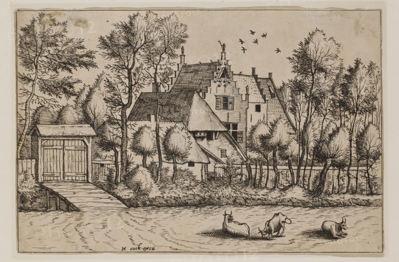 Jan Duetecum, Dutch, Landscape No. 6, ca. 1561, etching and engraving printed in black ink on laid paper, Sheet (trimmed within plate mark): 5 3/8 × 8 inches (13.7 × 20.3 cm)