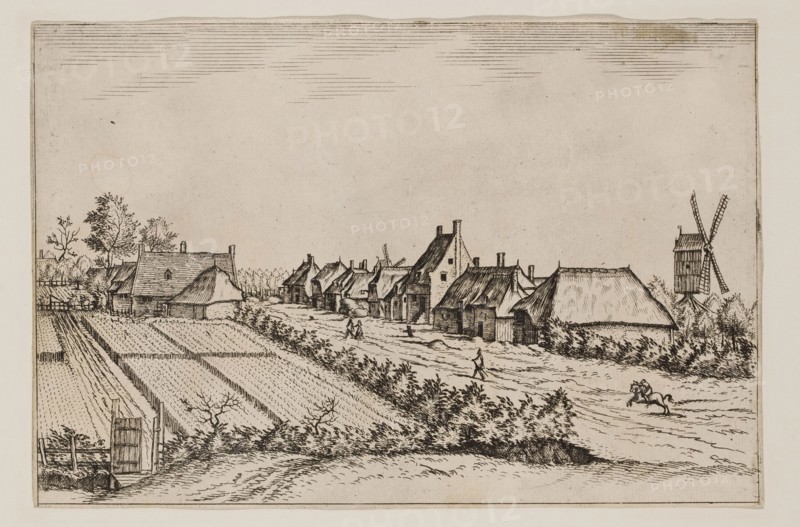 Jan Duetecum, Dutch, Landscape No. 15, ca. 1561, etching and engraving printed in black ink on laid paper, Sheet (trimmed within plate mark): 5 3/8 × 8 inches (13.7 × 20.3 cm)