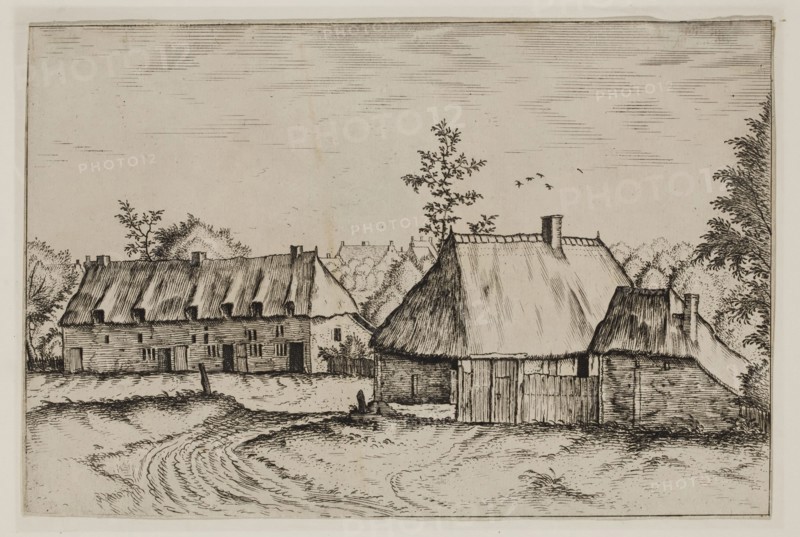 Jan Duetecum, Dutch, Landscape No. 18, ca. 1561, etching and engraving printed in black ink on laid paper, Sheet (trimmed within plate mark): 5 1/4 × 8 inches (13.3 × 20.3 cm)
