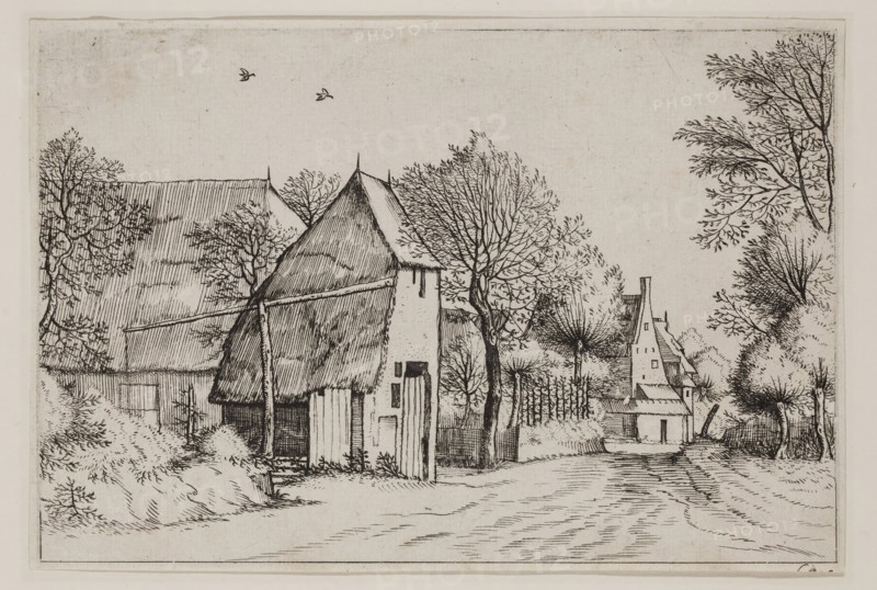 Jan Duetecum, Dutch, Landscape No. 4, ca. 1561, etching and engraving printed in black ink on laid paper, Sheet (see remarks): 5 1/2 × 8 1/8 inches (14 × 20.6 cm)