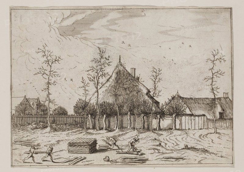 Jan Duetecum, Dutch, Landscape No. 3, ca. 1559, etching and engraving printed in black ink on laid paper, Sheet (trimmed within plate mark): 5 5/8 × 7 7/8 inches (14.3 × 20 cm)