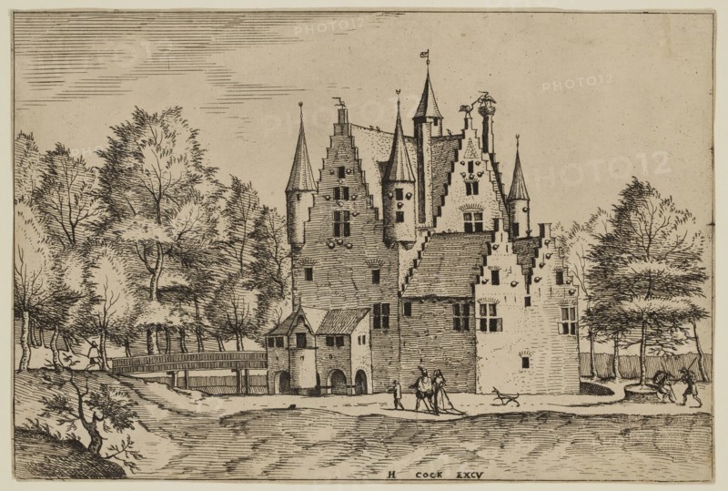 Jan Duetecum, Dutch, Landscape No. 5, ca. 1561, etching and engraving printed in black ink on laid paper, Sheet (trimmed within plate mark): 5 3/8 × 8 inches (13.7 × 20.3 cm)