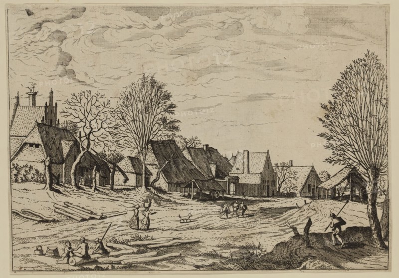Jan Duetecum, Dutch, Landscape No. 28, ca. 1561, etching and engraving printed in black ink on laid paper, Sheet (trimmed within plate mark): 5 1/2 × 7 7/8 inches (14 × 20 cm)