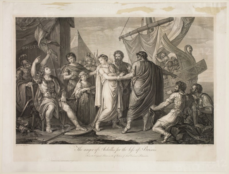 Domenico Cunego, Italian, 1727-1794, after Gavin Hamilton, English, 1723-1798, Anger of Achilles for the Loss of Briseis, 18th Century, Etching and engraving printed in black on wove paper, plate: 17 7/8 x 24 3/4 in.