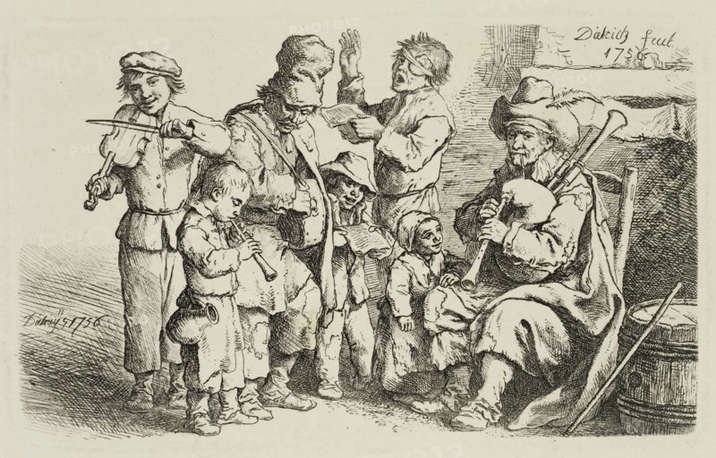 Christian Wilhelm Ernst Dietrich, German, 1712-1774, Musicians, 1756, etching printed in black ink on wove paper, Plate: 3 5/8 × 6 inches (9.2 × 15.2 cm)