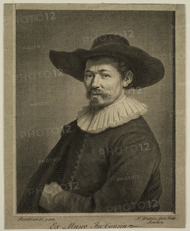 Nicolas Gabriel Dupuis, French, 1698-1771, after Rembrandt Harmensz van Rijn, Dutch, 1606-1669, Portrait of Nicholas Berchem, between 1698 and 1771, engraving printed in black ink on laid paper, Sheet (trimmed within plate mark): 10 1/8 × 8 1/8 inches (25.7 × 20.6 cm)