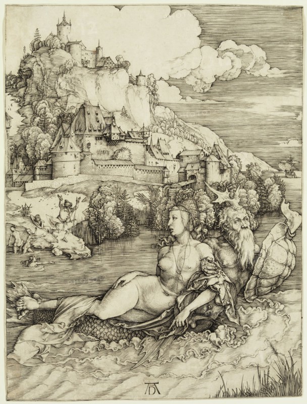 Albrecht Dürer, German, 1471-1528, The Sea Monster, 1498, engraving printed in black ink on laid paper, Sheet (trimmed within plate mark): 9 7/8 × 7 3/8 inches (25.1 × 18.7 cm)