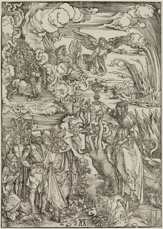 Albrecht Dürer, German, 1471-1528, The Babylonian Whore, between 1496 and 1497, woodcut printed in black ink on laid paper, Sheet (trimmed within image edge): 15 1/2 × 11 1/8 inches (39.4 × 28.3 cm)