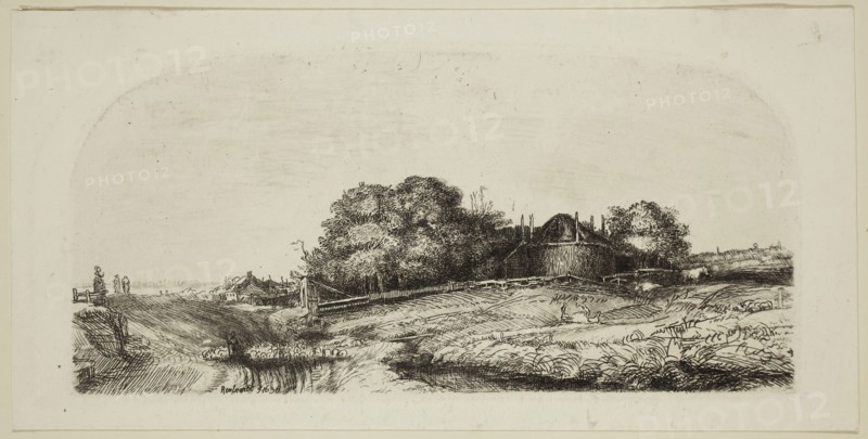 William Baillie, English, 1723-1810, after Rembrandt Harmensz van Rijn, Dutch, 1606-1669, Landscape with Horse Rolling, 18th century, etching printed in black ink on wove paper, Plate: 3 1/4 × 6 7/8 inches (8.3 × 17.5 cm)
