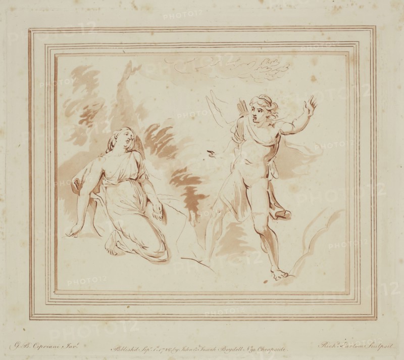 Richard Earlom, English, 1743 - 1822, after Giovanni Battista Cipriani, Italian, 1727-1785, (Untitled), ca. 1786, etching and aquatint printed in brown ink on wove paper, Plate: 8 5/8 × 9 7/8 inches (21.9 × 25.1 cm)