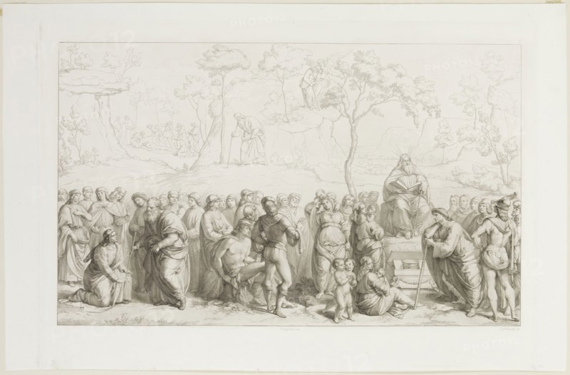 Lodovico Ferretti, Italian, after Luca Signorelli, Italian, 1441-1523, Moses Reading the Law to the Israelites, 19th century, etching printed in black ink on wove paper, Image: 13 1/2 × 22 1/8 inches (34.3 × 56.2 cm)
