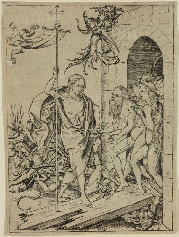 Master A. G., German, Descent into Limbo, 15th century, engraving printed in black ink on laid paper, Image: 5 3/4 × 4 1/8 inches (14.6 × 10.5 cm)