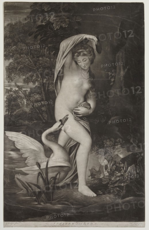 Valentine Green, English, 1739-1813, after George Willison, English, 1741-1797, Jupiter and Leda, ca. 1771, Mezzotint printed in black ink on laid paper, Image: 23 5/8 × 15 1/8 inches (60 × 38.4 cm)