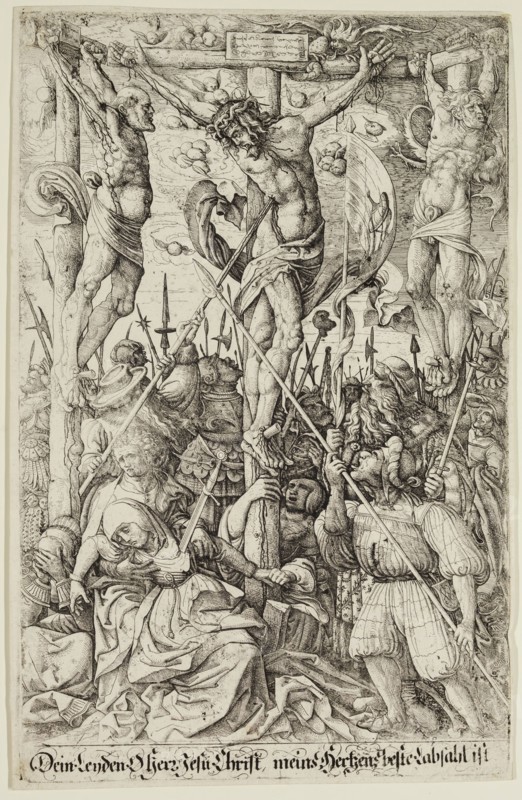 Daniel Hopfer, German, 1470-1536, Crucifixion, between 1500 and 1536, etching printed in black ink on laid paper, Plate: 13 1/2 × 8 1/2 inches (34.3 × 21.6 cm)