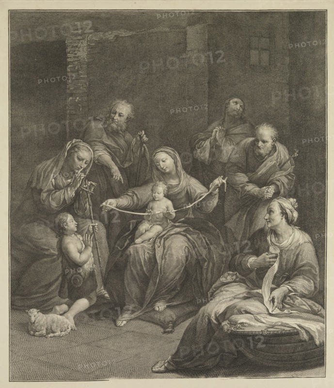 Philipp Andreas Kilian, German, 1714-1759, The Little Saint John Worshiping the Infant Christ, between 1714 and 1759, engraving printed in black ink on laid paper, Plate: 23 × 18 5/8 inches (58.4 × 47.3 cm)