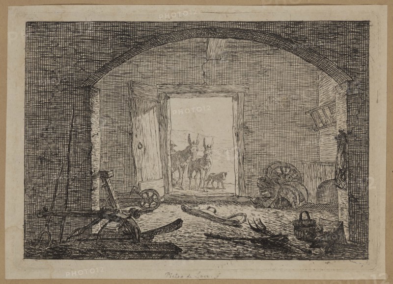 Pieter de Laer, Dutch, 1592-1642, Mules, ca. 1636, etching printed in black ink on laid paper, Plate: 5 × 7 inches (12.7 × 17.8 cm)